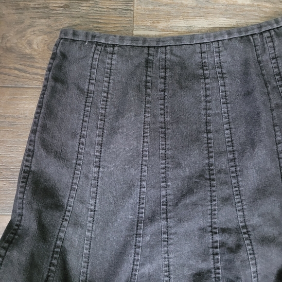 Black Demin Skirt Midi Flowy A Line sz 10 - Picture 2 of 11